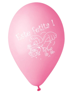 Balon latex roz "Este fetita!", 26 cm, cod GI.EF.PINK.T1