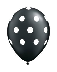 Balon latex negru cu buline, 26 cm, cod GI.DOTS.NEGRU