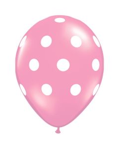 Balon latex roz cu buline, 26 cm, cod GI.DOTS.ROZ