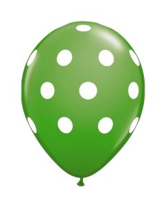 Balon latex verde cu buline, 26 cm, cod GI.DOTS.VERDE